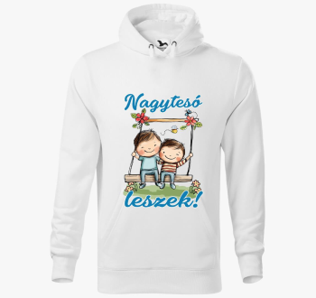 Nagytesó leszek, kisfiú hintázik kisfiúval kapucnis pulóver