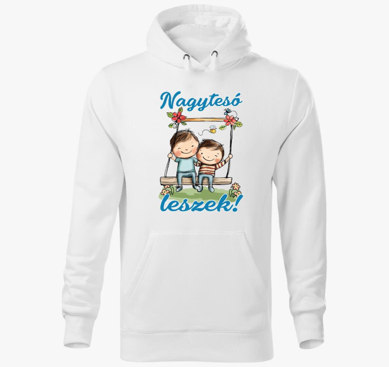 Nagytesó leszek, kisfiú hintázik kisfiúval kapucnis pulóver