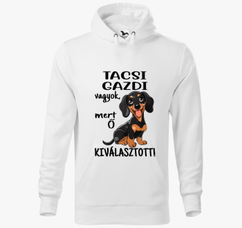 Tacsi gazdi vagyok mert kiválasztott fekete kutyus kapucnis pulóver