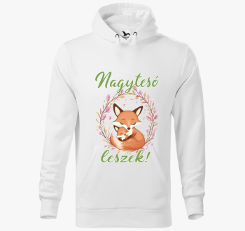 Nagytesó leszek, kisrókák zöld felirat kapucnis pulóver
