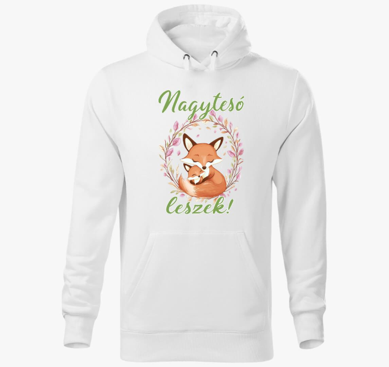 Nagytesó leszek, kisrókák zöld felirat kapucnis pulóver