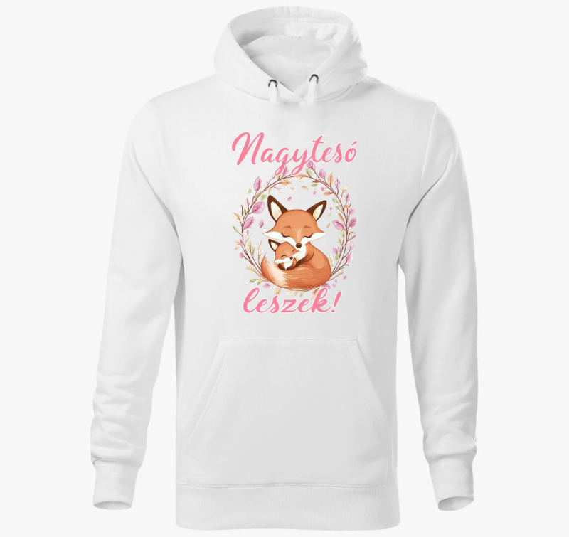 Nagytesó leszek, kisrókák rózsaszín felirat kapucnis pulóver