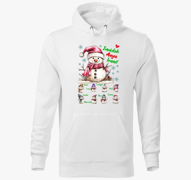 Karácsonyi Imádok anya lenni hóemberek nevekkel kapucnis pulóver