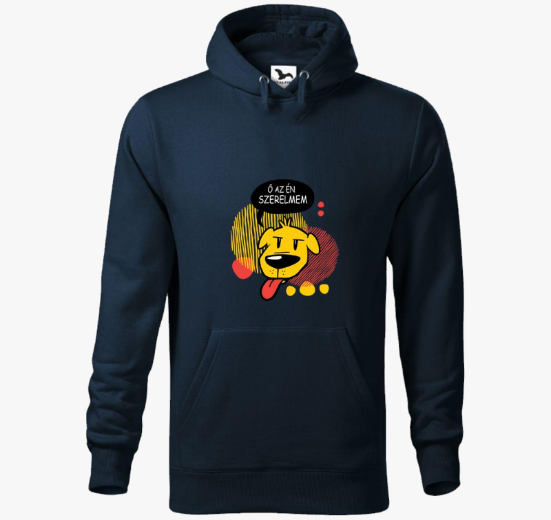 Szerelmes kutyás kapucnis pulóver