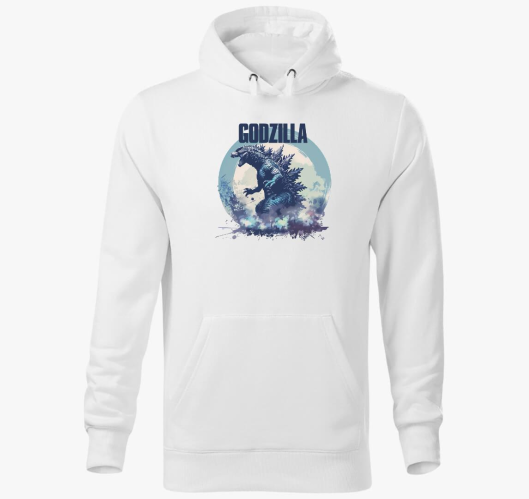 Kék Godzilla kapucnis pulóver...