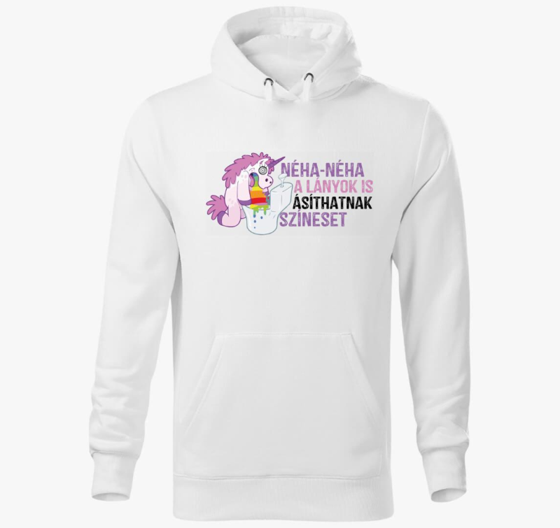 Néha a lányok is ásíthatnak színeset kapucnis pulóver
