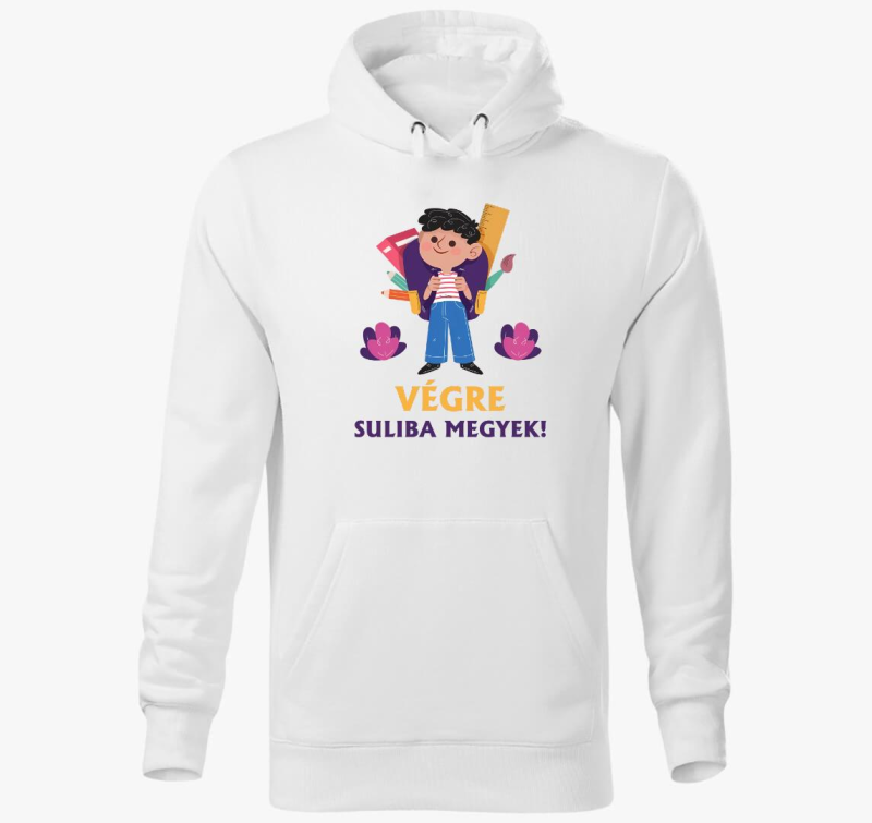Végre suliba megyek kapucnis pulóver