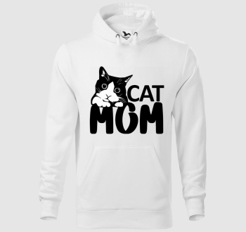 Anya macskás fekete mintás kapucnis pulóver