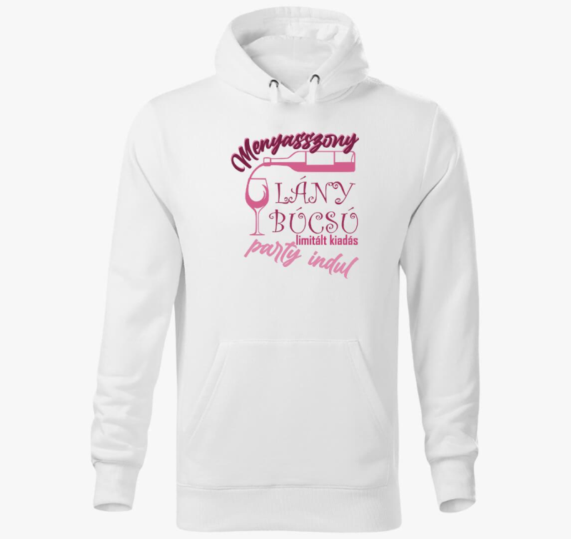 Lánybúcsú party kezdődik Menyasszonynak kapucnis pulóver