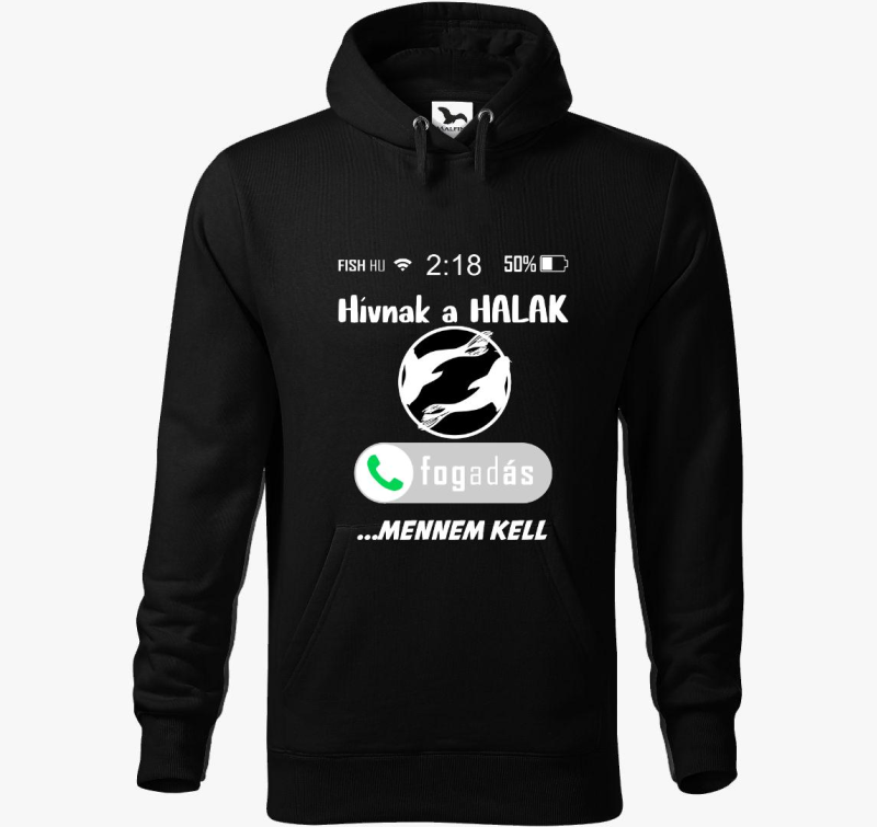 Hívnak a halak mintás kapucnis pulóver