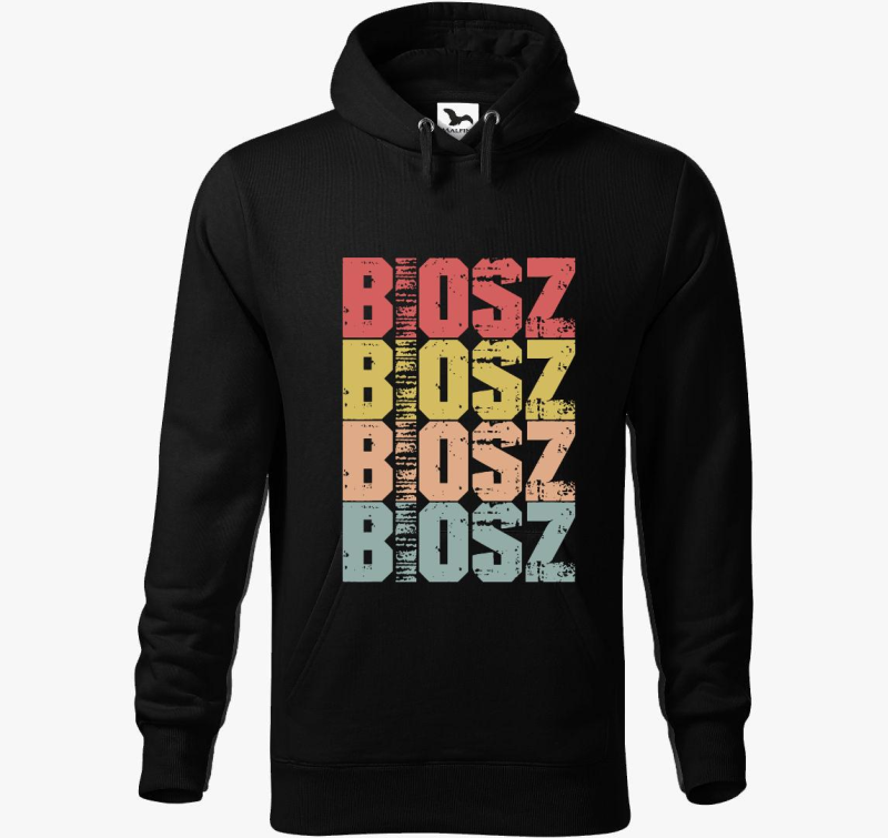 Biosz feliratos kapucnis pulóver