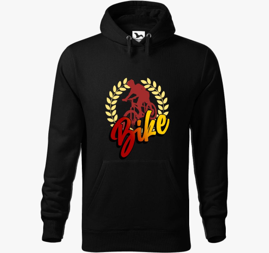 Bike mintás kapucnis pulóver