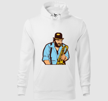 Szaxofonozó Bud Spencer kapucnis pulóver