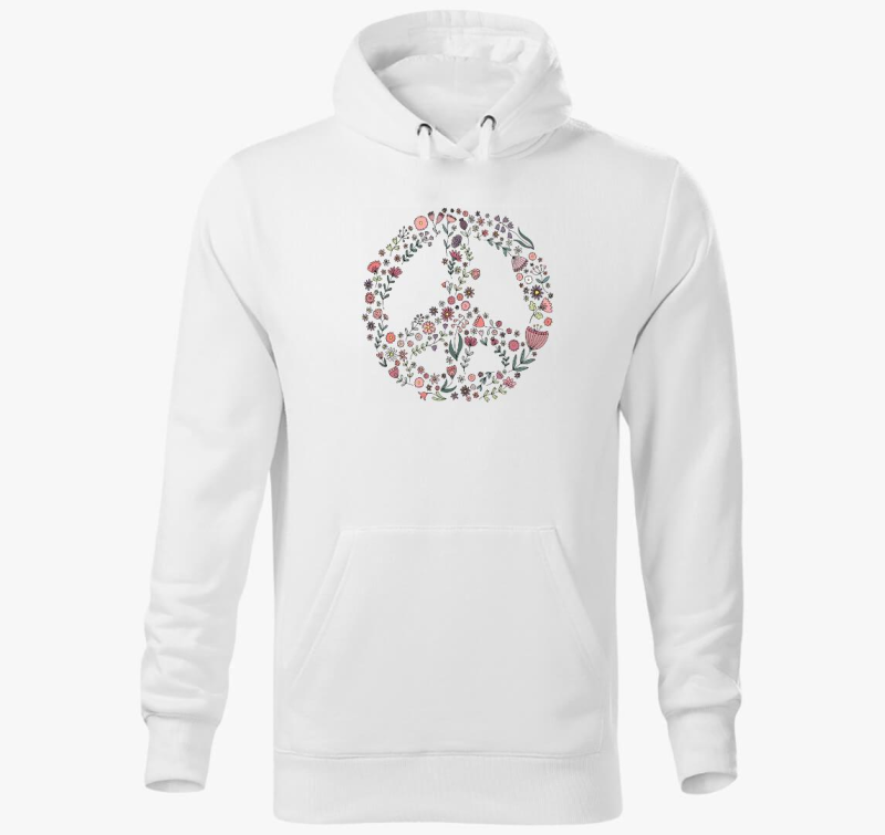 Békejel virágokból - színes kapucnis pulóver