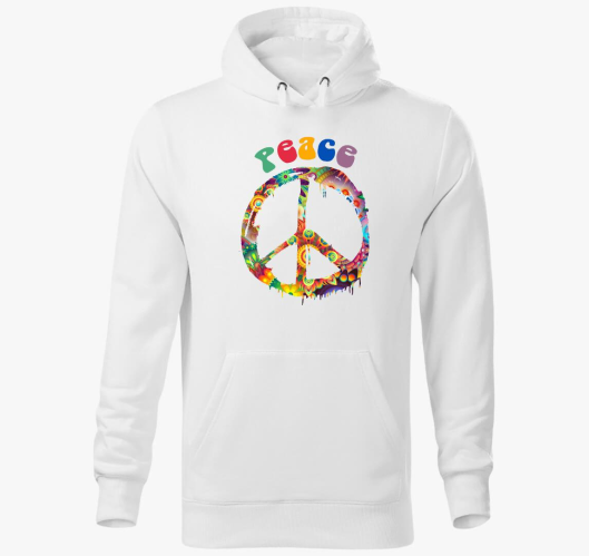Peace jeles kapucnis pulóver