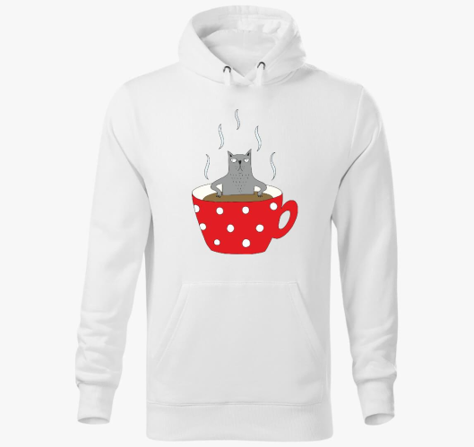 Mokkás szürke macska - kapucni...