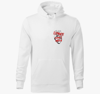 VESZÉLY - NE NYISD KI szíves kapucnis pulóver