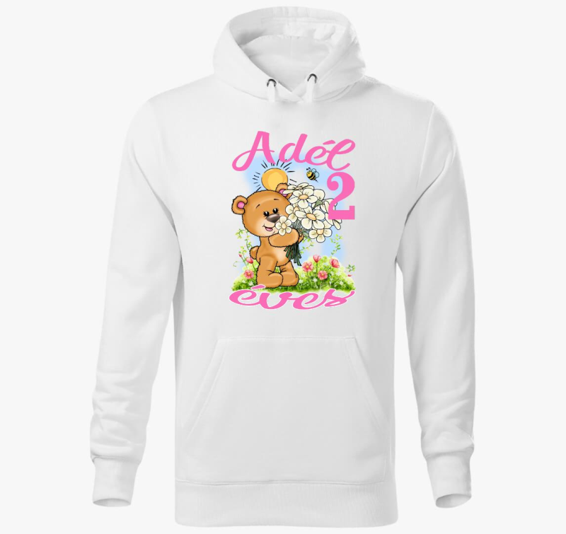 Maci virágcsokorral szülinapi gyerek kapucnis pulóver