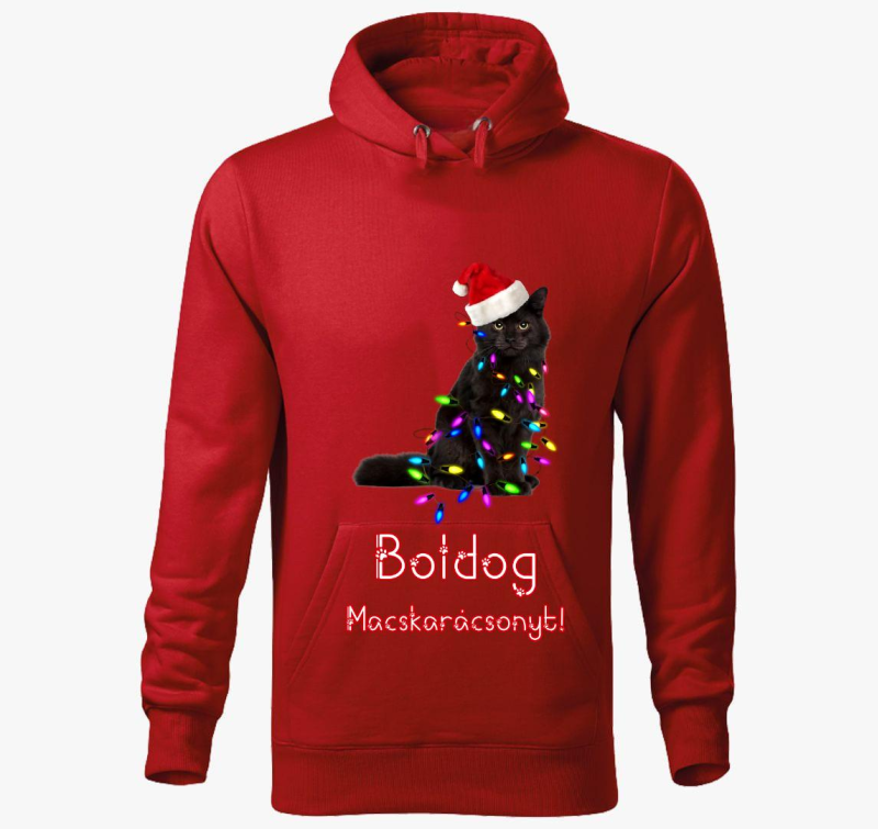 Macskarácsony kapucnis pulóver