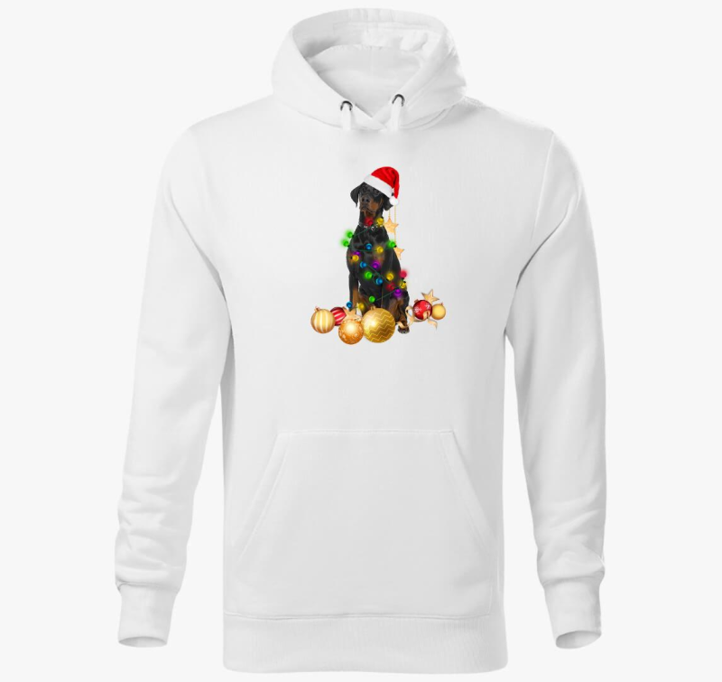 Karácsonyi doberman kapucnis pulóver
