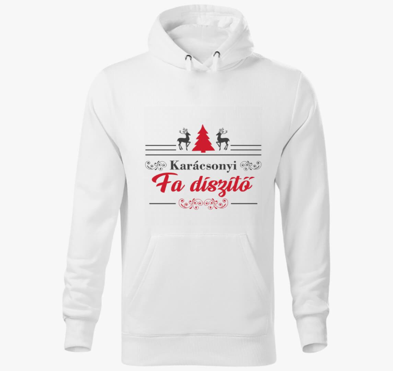 Karácsonyi fa díszítő kapucnis pulóver