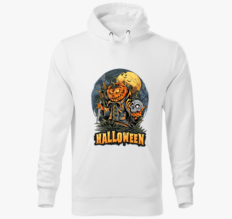 Halloween-i tökfej késsel kapucnis pulóver