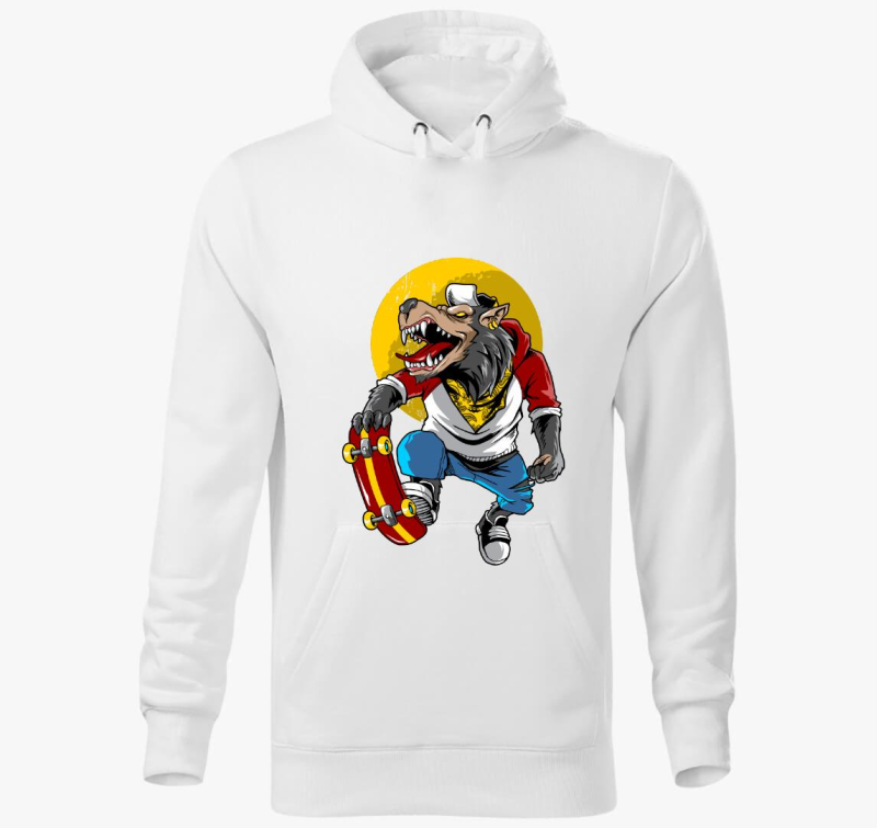 Gördeszkás farkasember kapucnis pulóver