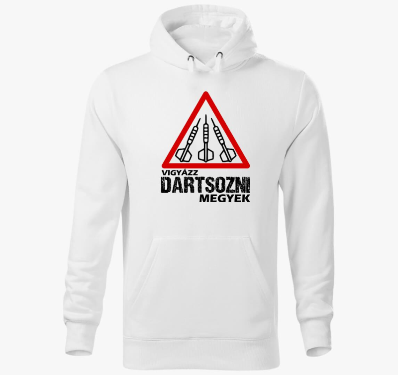 Vigyázz dartsozni megyek kapucnis pulóver