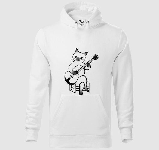Macska gitározik kapucnis puló...