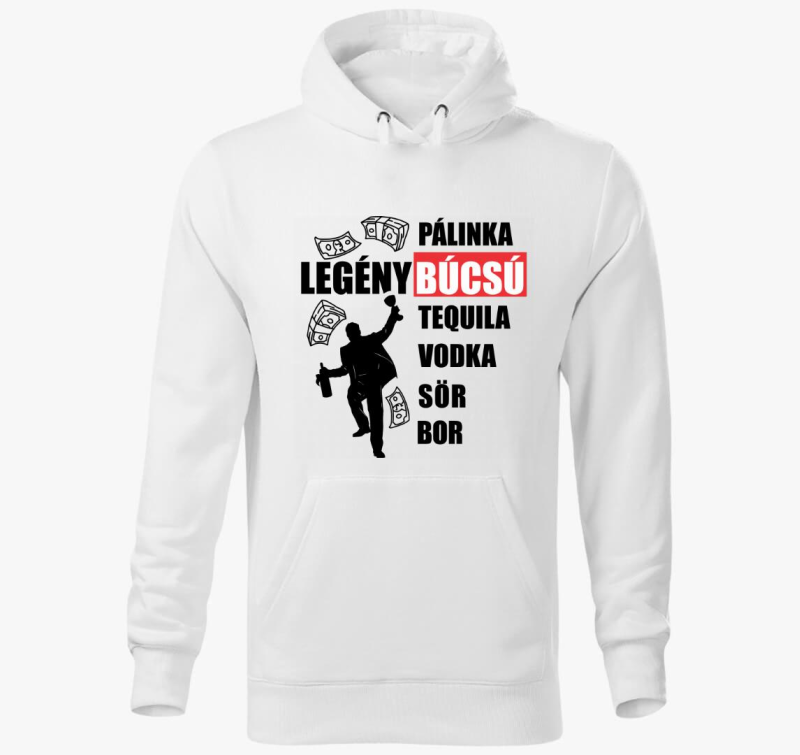 Legénybúcsú italokkal kapucnis pulóver