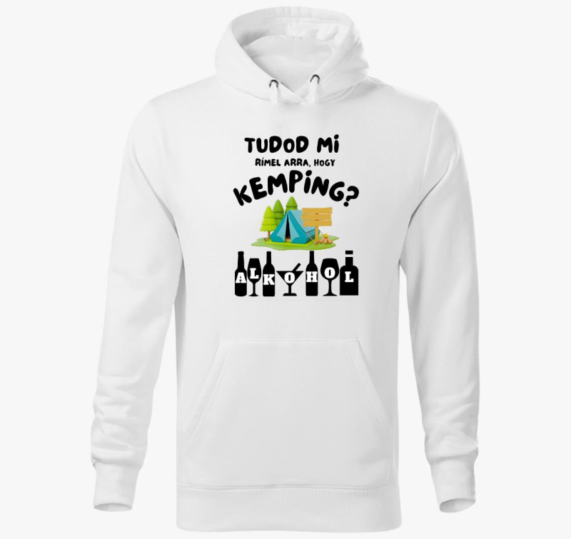 Vicces kemping kapucnis pulóver, alkohol , sátor