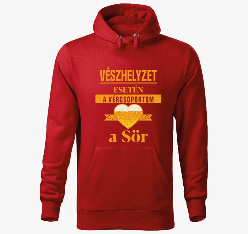 Vészhelyzet esetén a vércsoportom a sör kapucnis pulóver