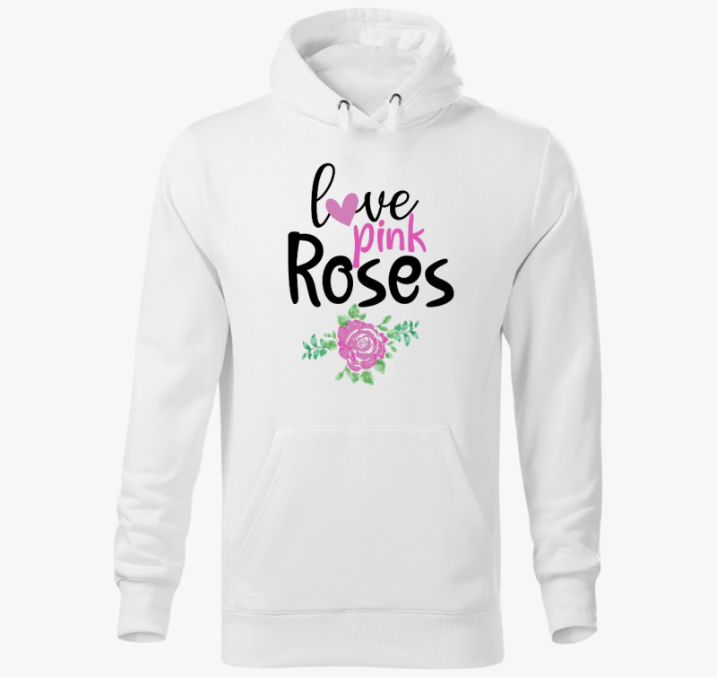 Love Pink Roses kapucnis pulóver