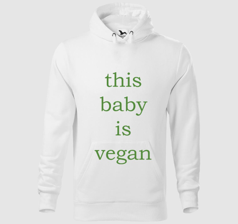 This baby is vegan (zöld betűs) kapucnis pulóver