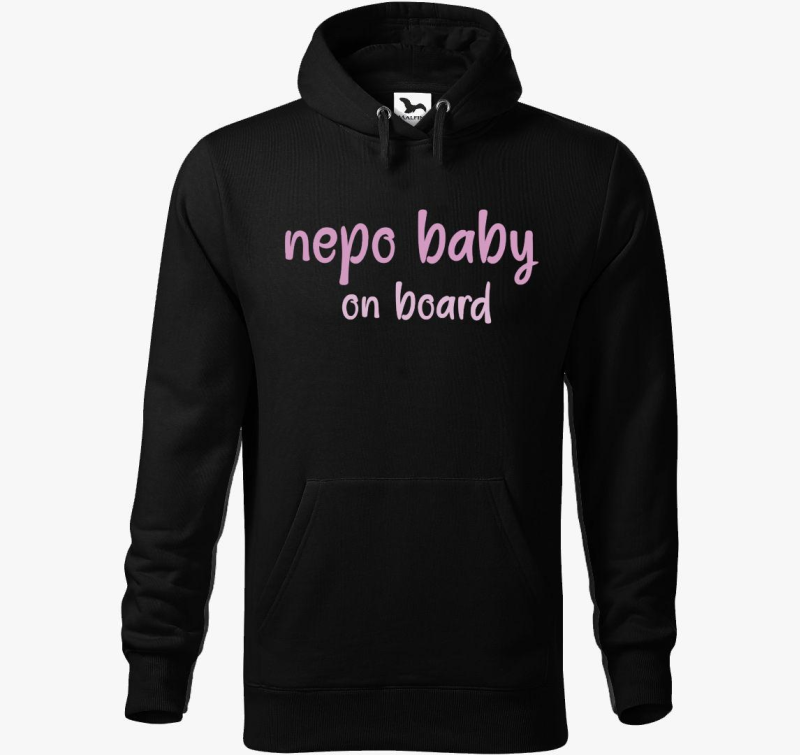 Nepo baby on board (rózsaszín) feliratos kapucnis pulóver