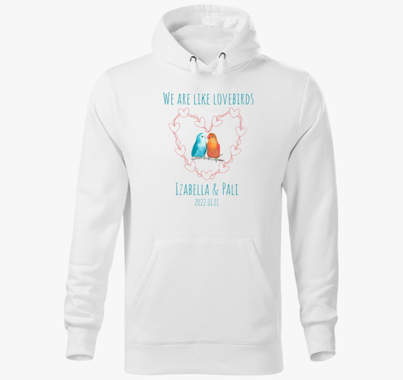 Lovebirds (kék) személyreszabható kapucnis pulóver