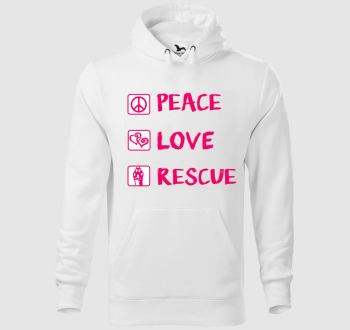 Peace Love Rescue kapucnis pulóver