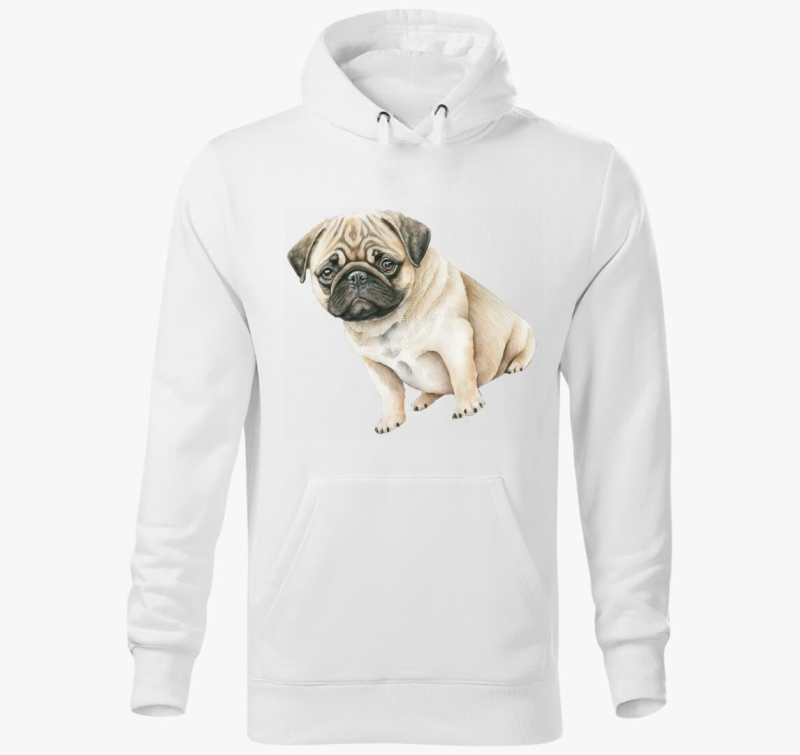 Mopsz akvarell kapucnis pulóver