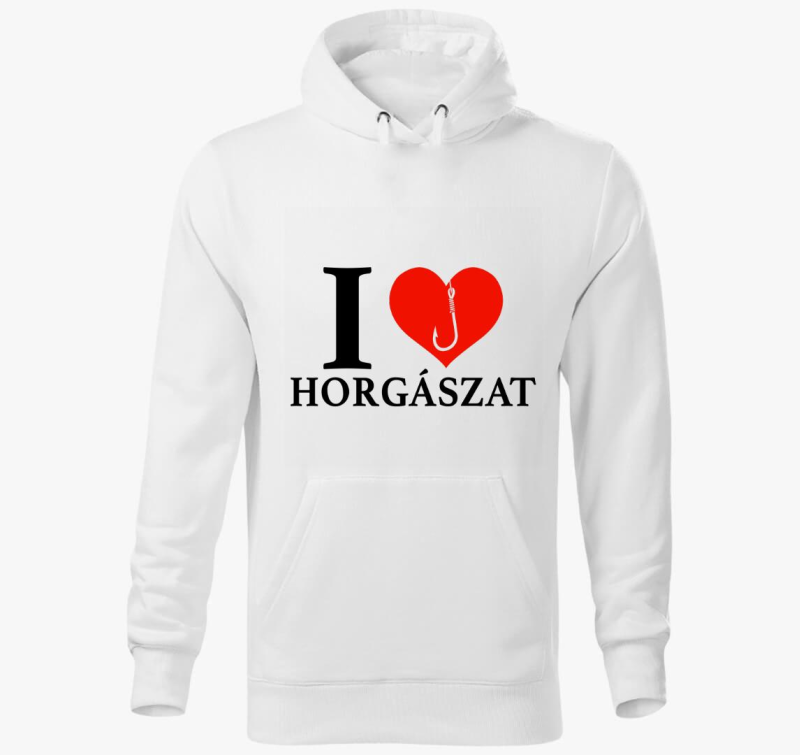 I love horgászat kapucnis pulóver