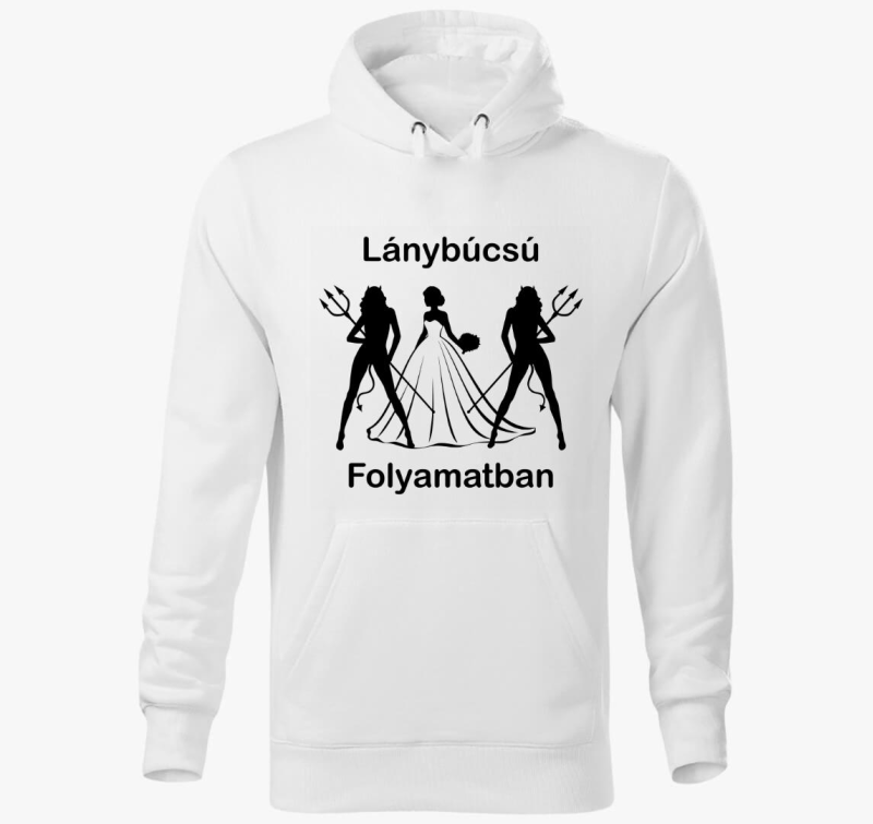 Lánybúcsú folyamatban menyasszony ördög póló