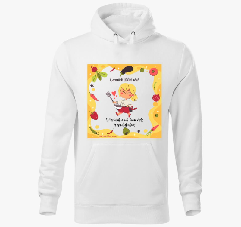 Konyhás néninek (sárga keret) kapucnis pulóver