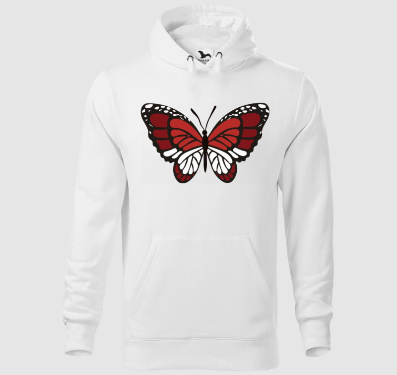 Gyönyörű piros pillangó kapucnis pulóver