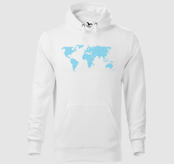 Pontozott kék világtérkép kapucnis pulóver