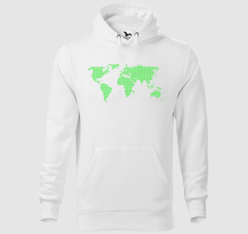 Pontozott zöld világtérkép kapucnis pulóver