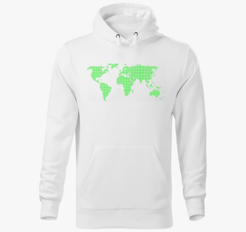 Pontozott zöld világtérkép kapucnis pulóver