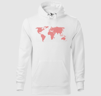 Pontozott piros világtérkép kapucnis pulóver