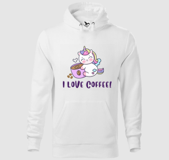 I love coffee Unikornis kapucnis pulóver