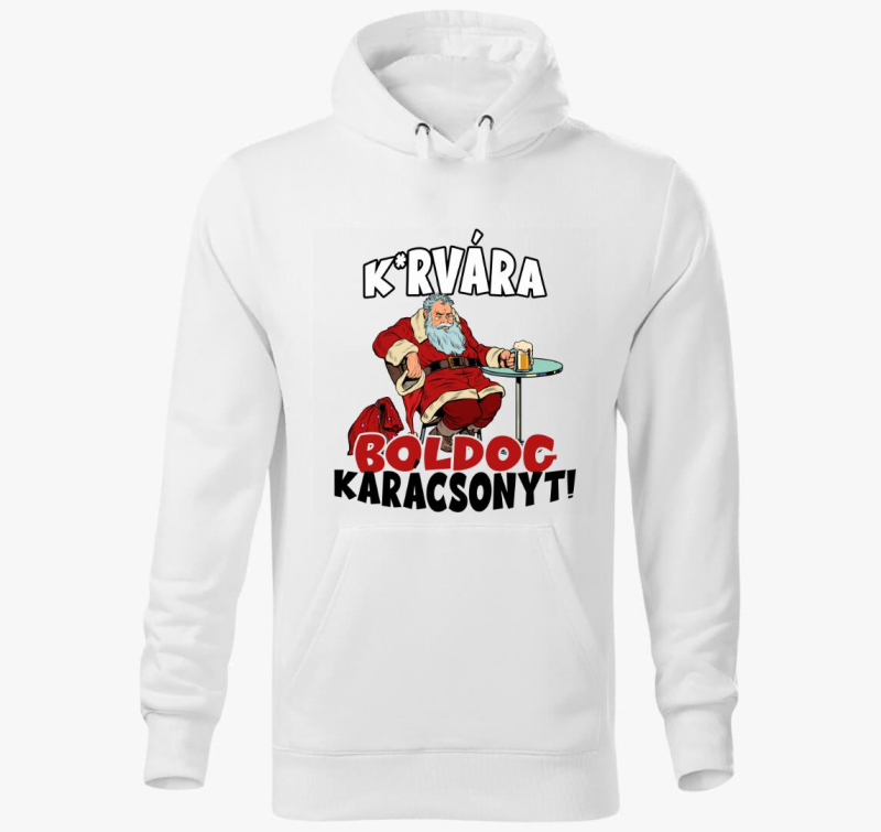 K*rvára boldog karácsonyt kapucnis pulóver