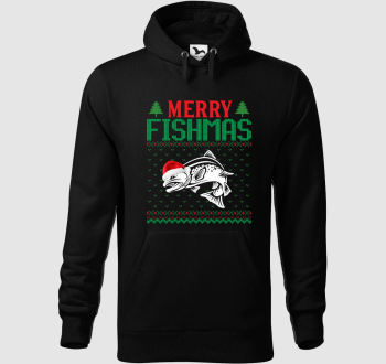 Merry fishmas karácsonyi horgász kapucnis pulóver