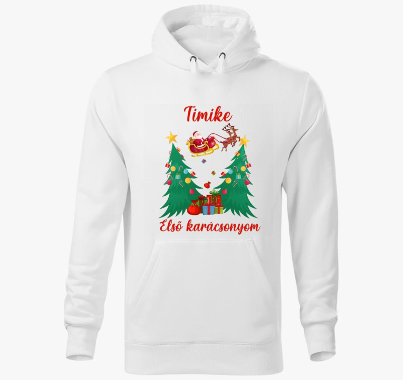 Személyre szabott első karácsonyi kapucnis pulóver